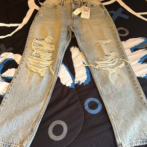 Zara Light Blue Distressed Denim Jeans